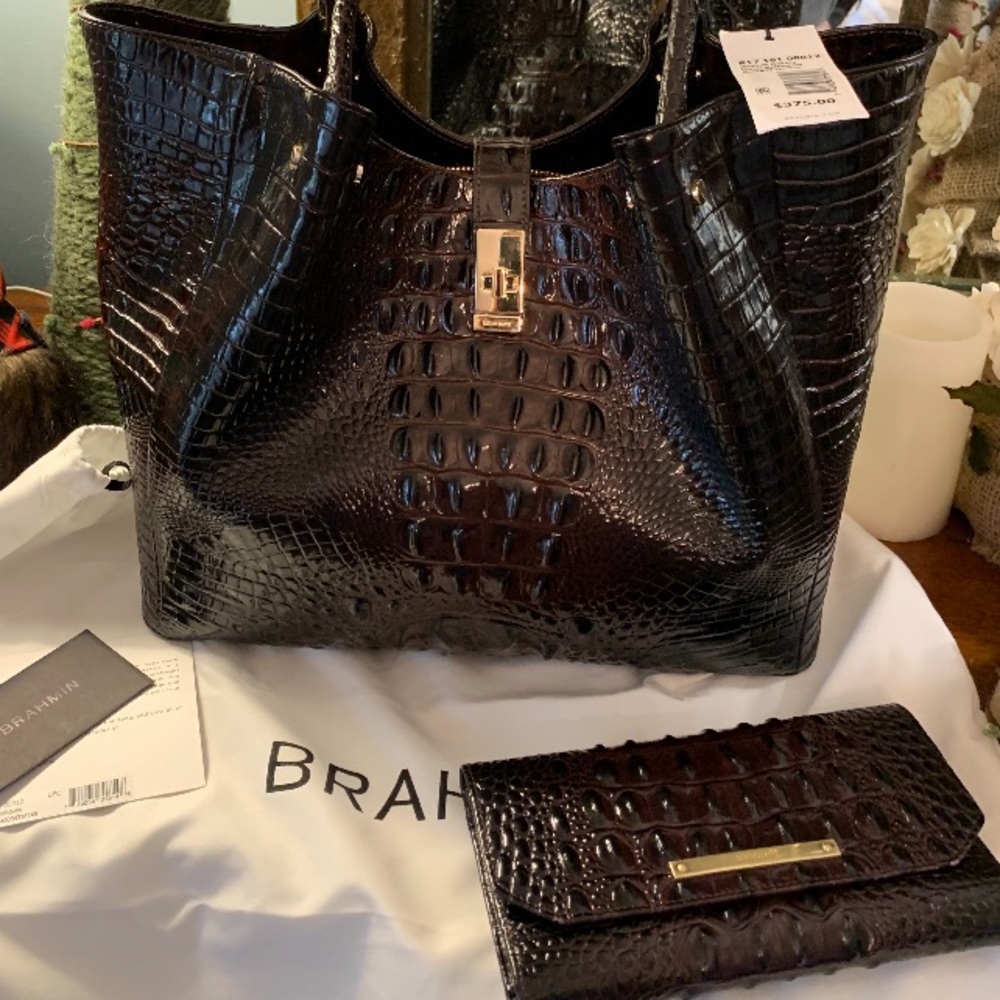 Brahmin Medium Mallory Cocoa NWT & Wallet